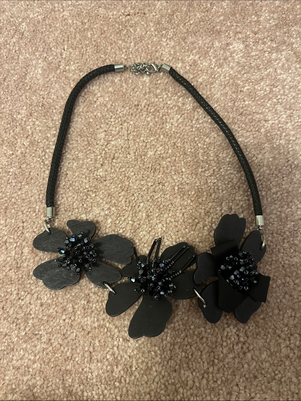 Black Floral Statement Necklace - Women's Jewelry